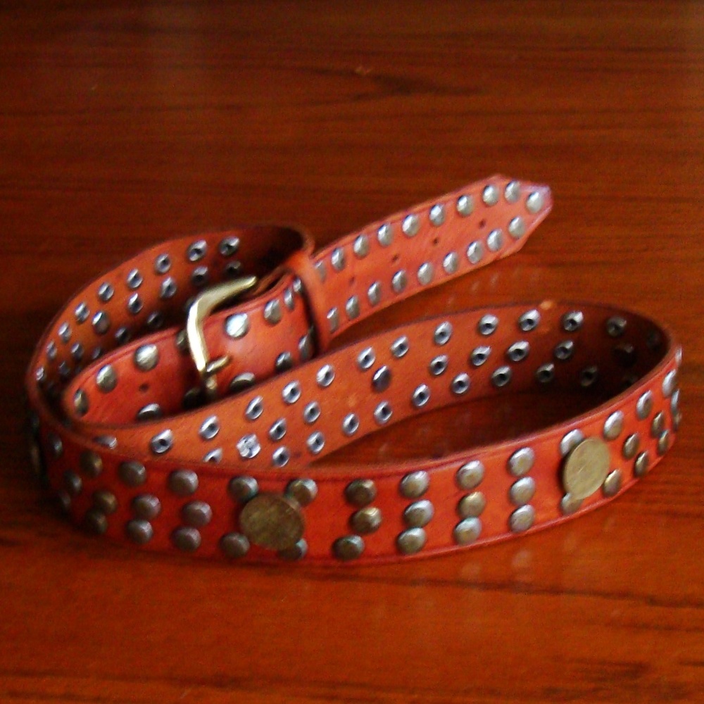 Moroccan Handmade Brown Leather Coin Studded Belt
